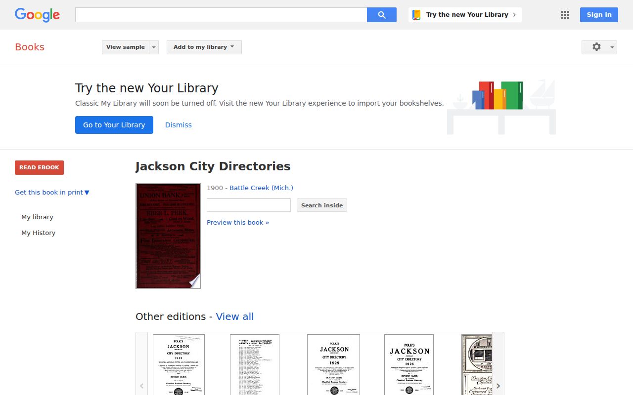 Summit Township city directory digitized Jackson directory record