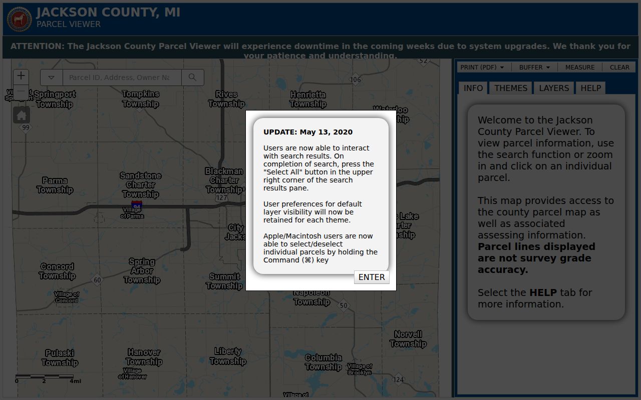 Summit Township residents directory parcel viewer in Jackson County GIS